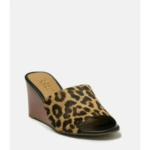 FRANCO SARTO Woman’s Mckenna Leather Real‎ Fur Wedge Slides Shoes 9.5